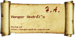 Henger András névjegykártya
